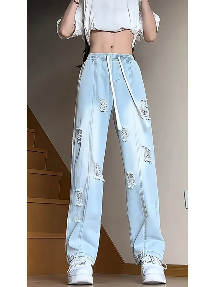 Washed Vintage Light Blue Ripped Jeans for Men Summer Cool Teenagers Streetwear Straight Leg Loose Fit Denim Pants
Washed Vintage Light Blue Ripped Jeans for Men Summer Cool Teenagers Streetwear Straight Leg Loose Fit Denim Pants