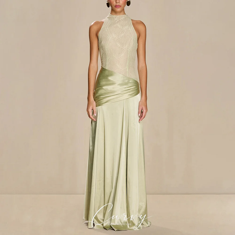 Curvy Fresh Elegant Sage Green Evening Dresses for Women High Neck Lace Bodice Satin A-Line Floor Length Formal Gown Customized
Curvy Fresh Elegant Sage Green Evening Dresses for Women High Neck Lace Bodice Satin A-Line Floor Length Formal Gown Customized
