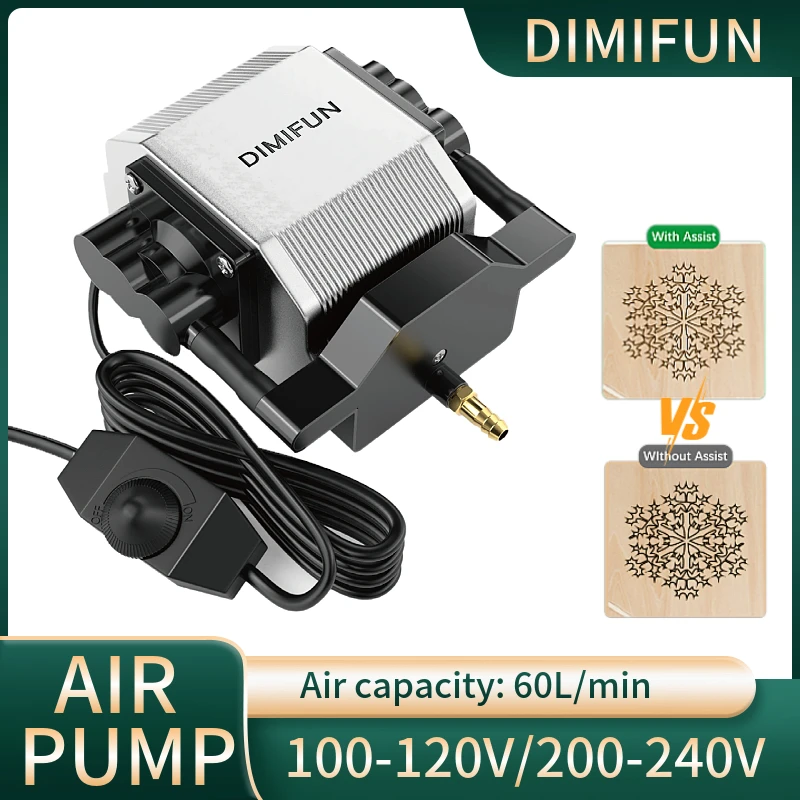 DIMIFUN 28W air compressor air auxiliary pump, air volume 60L/min, compatible with all brands of CNC laser engraving machines
DIMIFUN 28W air compressor air auxiliary pump, air volume 60L/min, compatible with all brands of CNC laser engraving machines