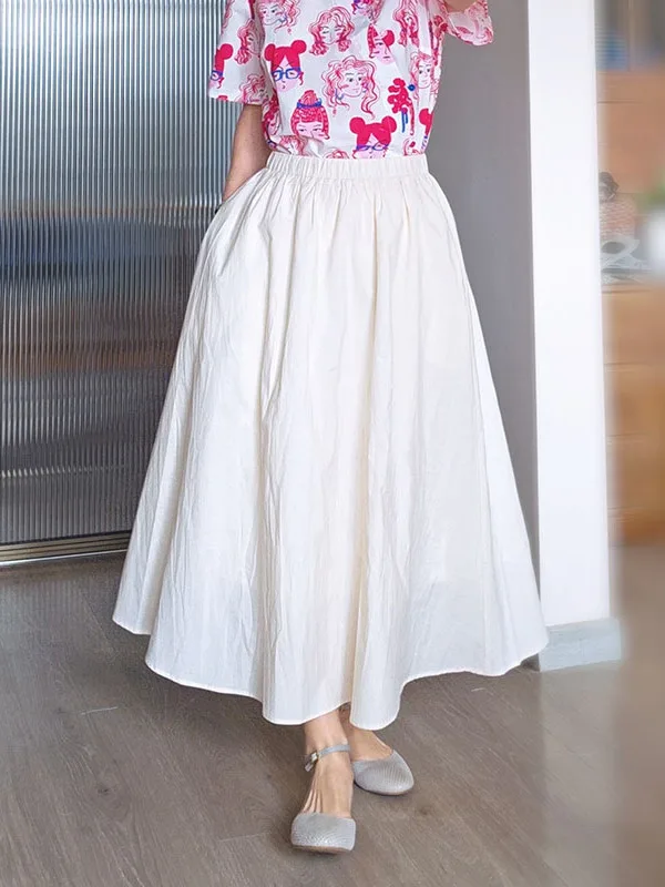 Pure Cotton Elastic Waist Half Skirt Midi A-Line Original Style Summer New Arrival Beige Color Korean Style High Wai...
Pure Cotton Elastic Waist Half Skirt Midi A-Line Original Style Summer New Arrival Beige Color Korean Style High Wai...