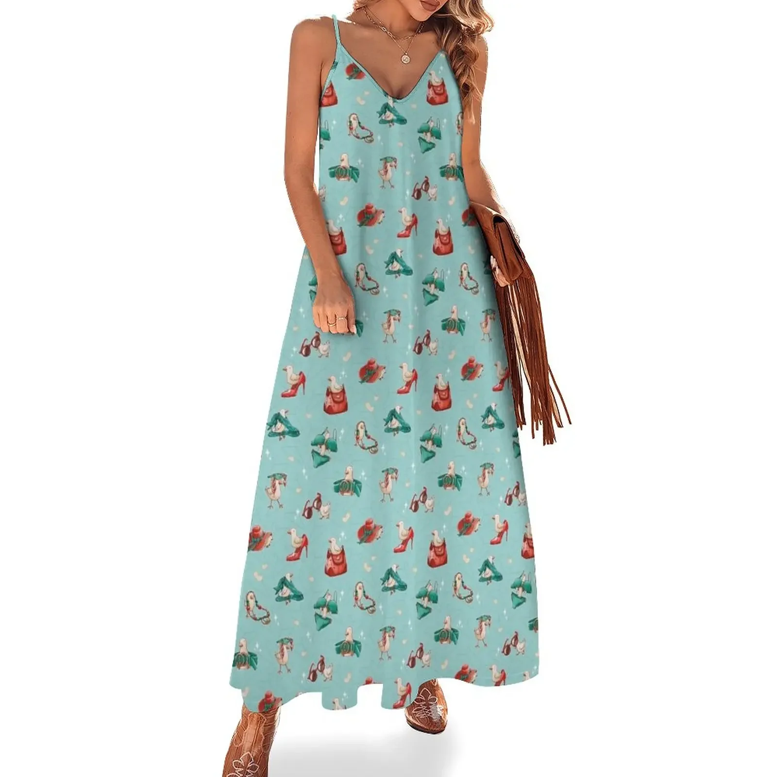Fashion Bird Pattern - Teal & Red Sleeveless Dress dresses for prom Women's summer skirt Dress
Fashion Bird Pattern - Teal & Red Sleeveless Dress dresses for prom Women's summer skirt Dress