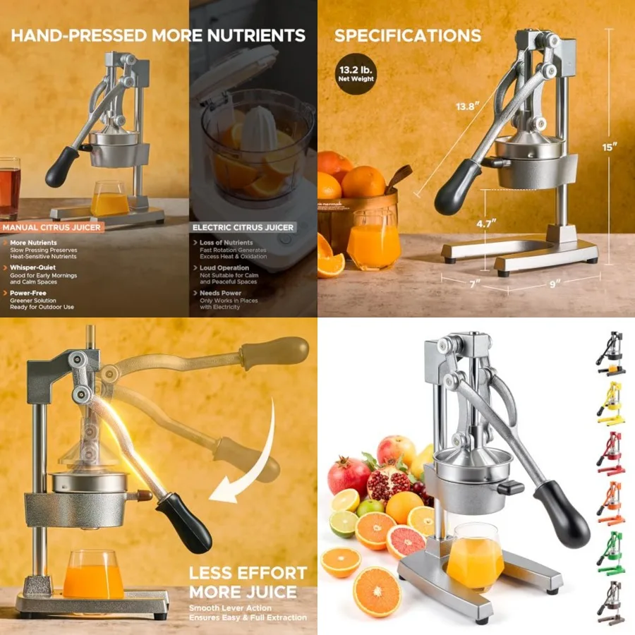 Manual Citrus Juicer, Commercial Grade Cast Iron Juicer, Professional Heavy Duty Juice Press with Removable Strainer, Manual Ju
Manual Citrus Juicer, Commercial Grade Cast Iron Juicer, Professional Heavy Duty Juice Press with Removable Strainer, Manual Ju