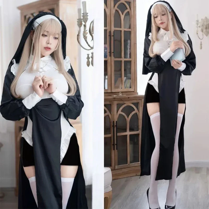 Nun Cosplay Costume Women Fancy Dress Set Halloween Party Roleplay Outfit Adult Nun Dress Black Fancy Cosplay Dress Up
Nun Cosplay Costume Women Fancy Dress Set Halloween Party Roleplay Outfit Adult Nun Dress Black Fancy Cosplay Dress Up