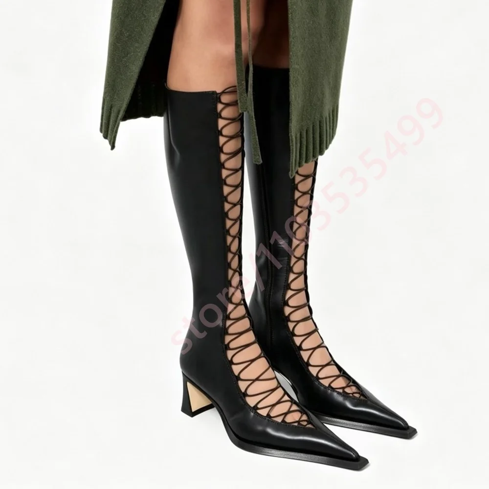 2026 New Lace-Up Knee High Boots for Women Pointed Toe Side Zipper Low Heel Boots Fashion Elegant Style Boots for Autumn Winter
2026 New Lace-Up Knee High Boots for Women Pointed Toe Side Zipper Low Heel Boots Fashion Elegant Style Boots for Autumn Winter