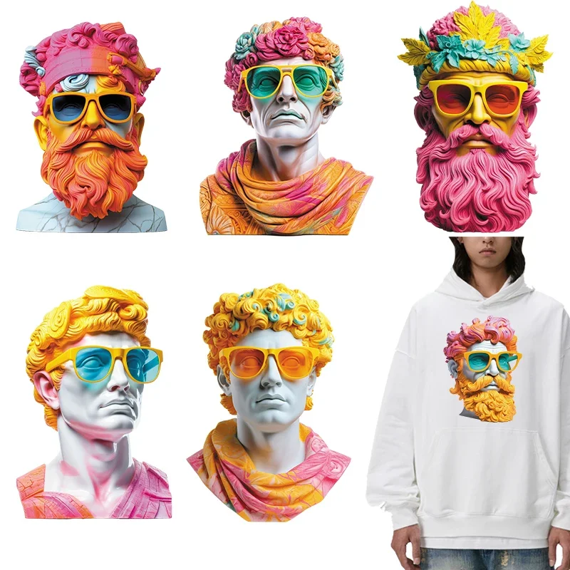 Colorful Greek Statue of God Iron on Patches For DIY Heat Transfer Clothes T-shirt Thermal transfer stickers Decoration Printing
Colorful Greek Statue of God Iron on Patches For DIY Heat Transfer Clothes T-shirt Thermal transfer stickers Decoration Printing