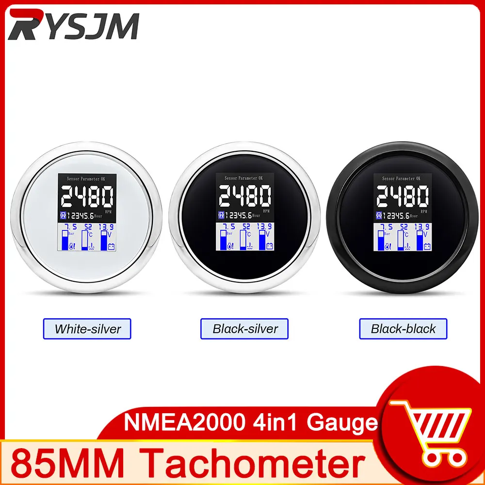 Tachometer 85mm Digital Volt Meter Water Temp Oil Pressure Gauge Hour Set for Marine Boat Car Motorcycle NMEA 2000 4 In 1
Tachometer 85mm Digital Volt Meter Water Temp Oil Pressure Gauge Hour Set for Marine Boat Car Motorcycle NMEA 2000 4 In 1