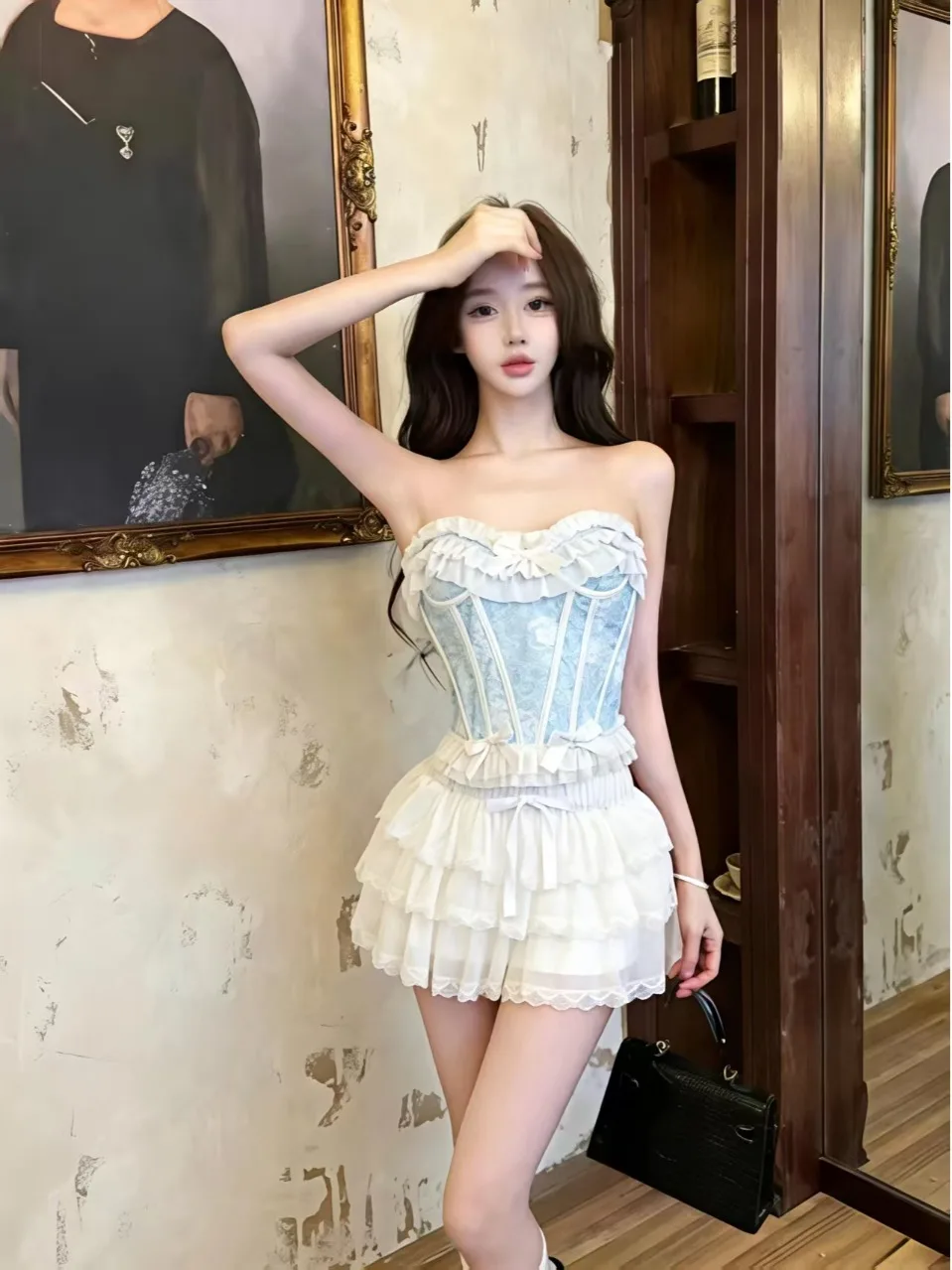 Elegant Lace Knot Strap Fishbone Crop Top High Waist A-Line Cake Skirt Set Women Summer Fashion Ensemble Princess S...
Elegant Lace Knot Strap Fishbone Crop Top High Waist A-Line Cake Skirt Set Women Summer Fashion Ensemble Princess S...