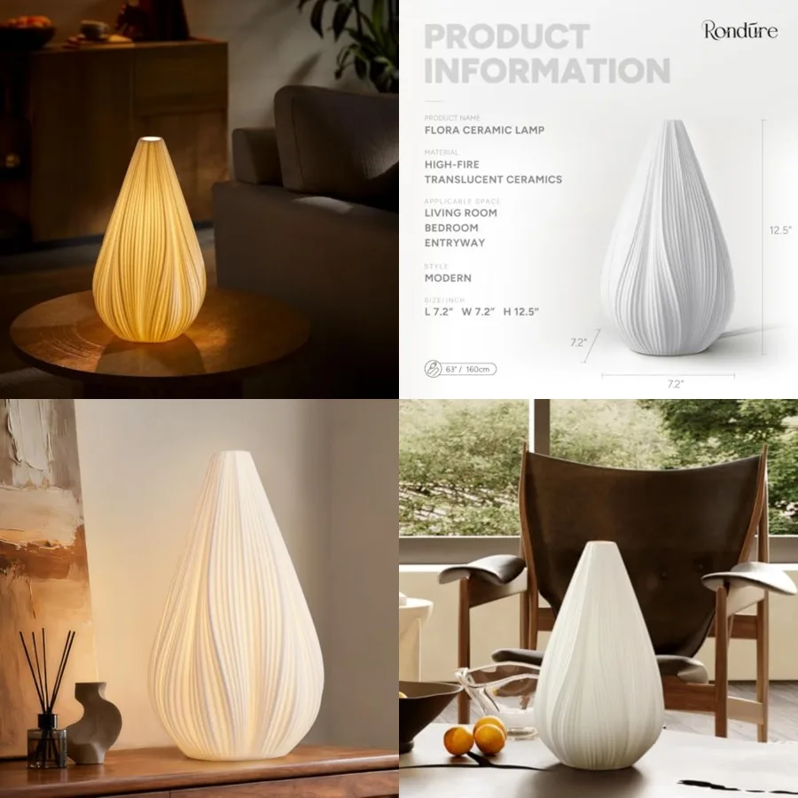 12.5" Modern Ceramic Table Lamp, Fully Dimmable Modern Bedside Lamps for Bedroom, Living Room and Nightstand, White Translucent
12.5" Modern Ceramic Table Lamp, Fully Dimmable Modern Bedside Lamps for Bedroom, Living Room and Nightstand, White Translucent