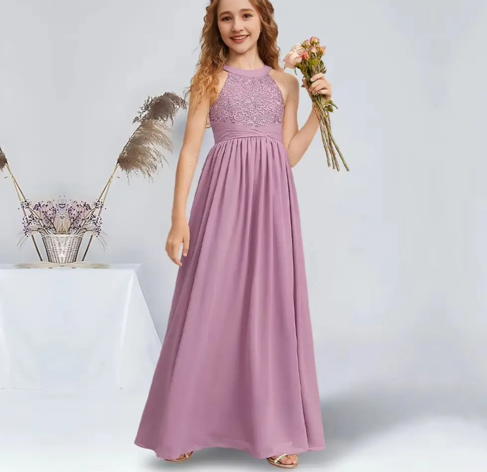 BBA Kids A-Line Halter Floor-Length Chiffon Lace Junior Bridesmaid Dresses Mauve Stunning Flower Girl Dresses Party Wedding Kids
BBA Kids A-Line Halter Floor-Length Chiffon Lace Junior Bridesmaid Dresses Mauve Stunning Flower Girl Dresses Party Wedding Kids