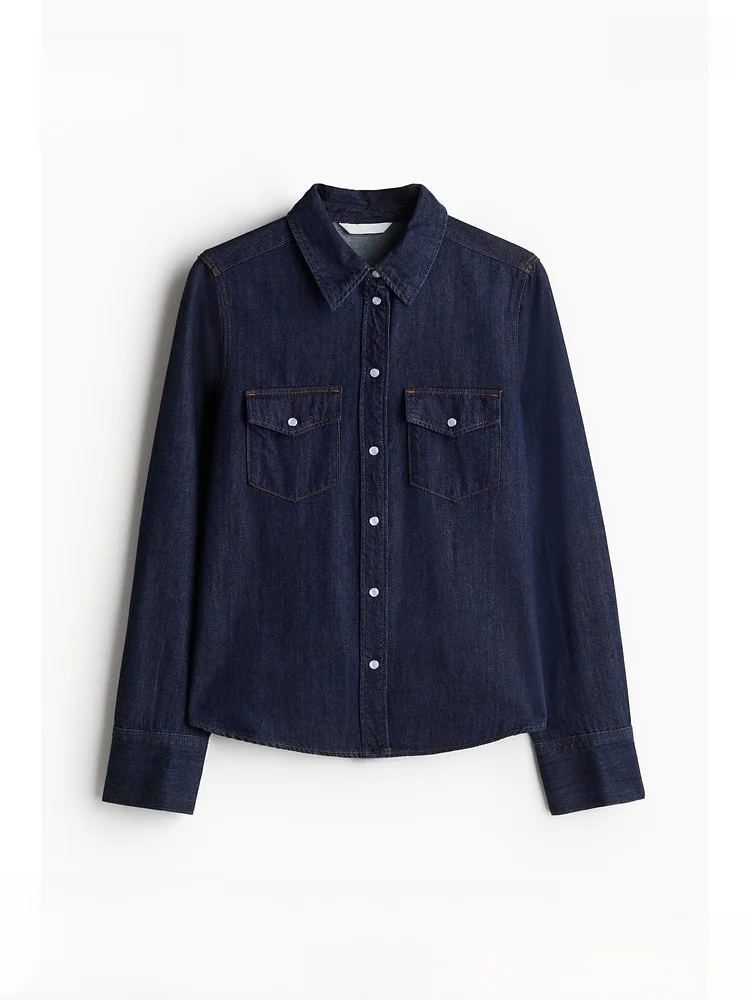 Женская повседневная джинсовая рубашка H&M, весенняя модная тенденция, ретро-стиль, с длинным рукавом, отложным воротником, из хлопка, стандартной длины.
Женская повседневная джинсовая рубашка H&M, весенняя модная тенденция, ретро-стиль, с длинным рукавом, отложным воротником, из хлопка, стандартной длины.