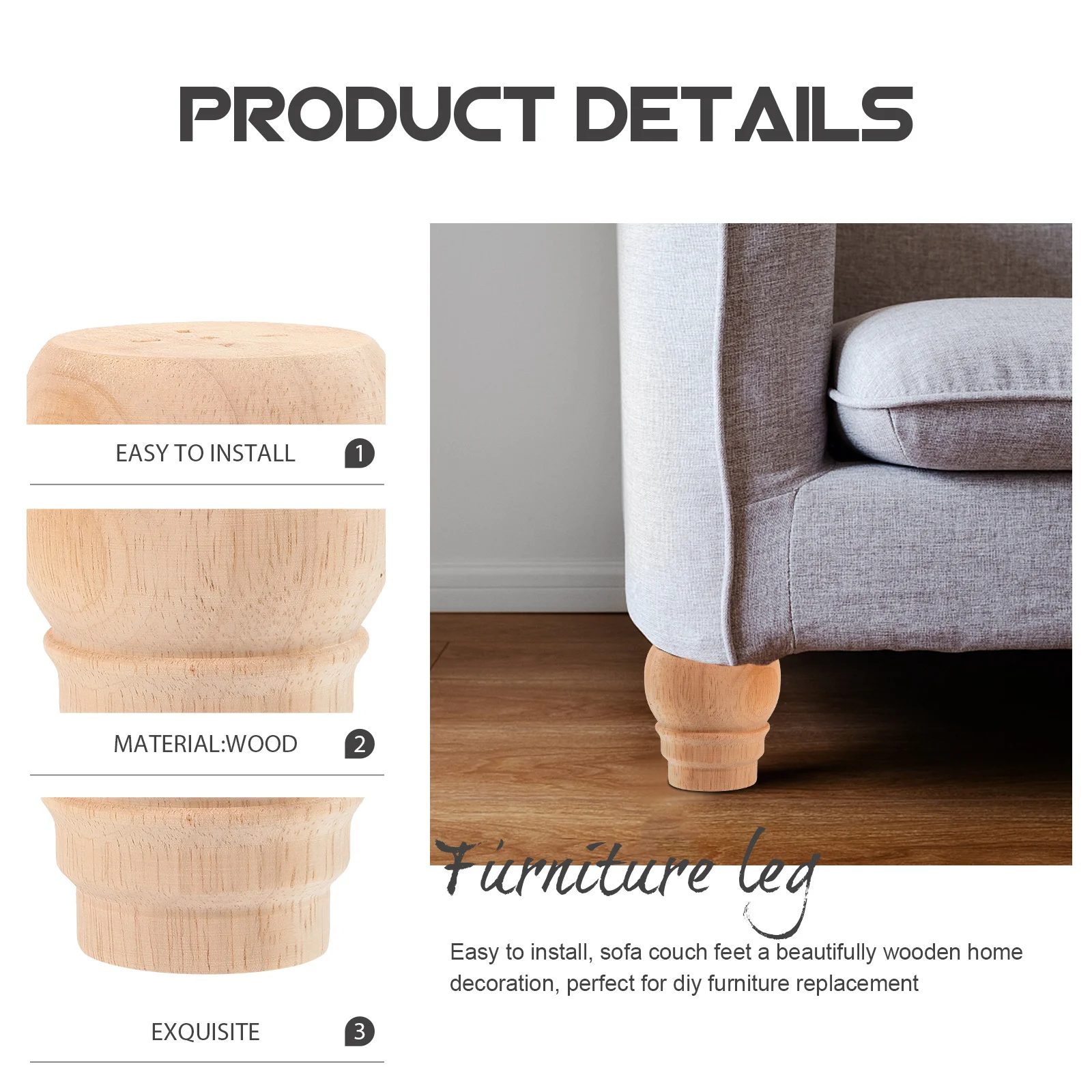 Furniture Leg Solid Wooden Unfinished Sofa Support Feet Cabinet Legs Strong Load Bearing Furniture Feet Couch Legs
Furniture Leg Solid Wooden Unfinished Sofa Support Feet Cabinet Legs Strong Load Bearing Furniture Feet Couch Legs