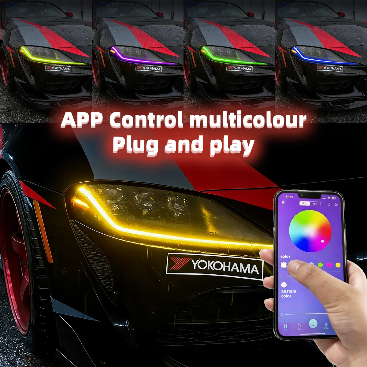 For Toyota Supra 2018-Up RGB LED DRL APP Color Control Plug and Play OEM Fit Daytime Running Light
For Toyota Supra 2018-Up RGB LED DRL APP Color Control Plug and Play OEM Fit Daytime Running Light