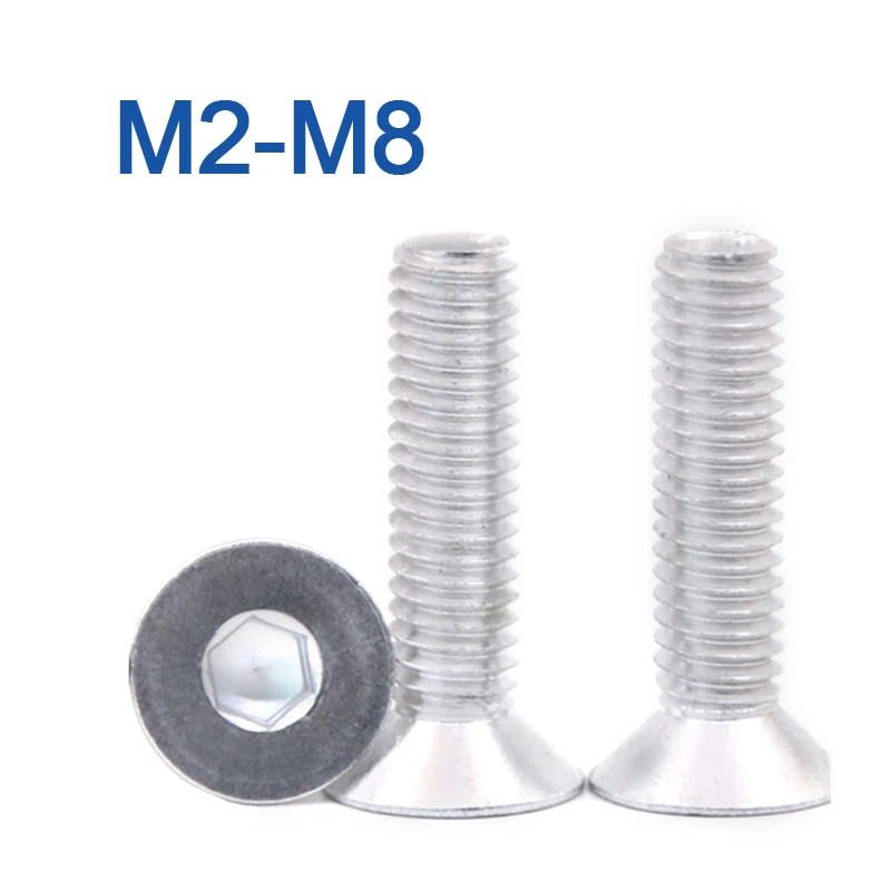 6063# Aluminum M2 M3 M4 M5 M6 M8 Hexagon Hex Socket Countersunk Screw Flat Head Allen Bolts DIN7991
6063# Aluminum M2 M3 M4 M5 M6 M8 Hexagon Hex Socket Countersunk Screw Flat Head Allen Bolts DIN7991