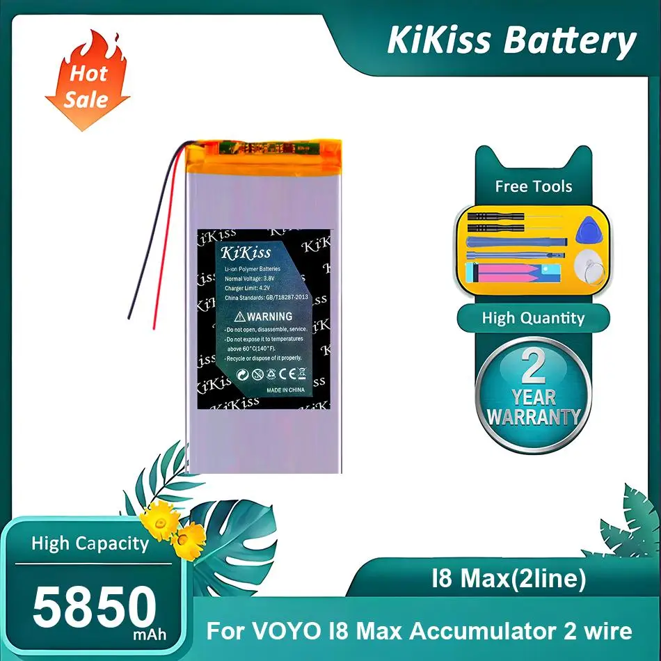 Li-ion Polymer Tablet Battery For VOYO I8 Max 2-wire,I8 Max(2line),5850mAh
Li-ion Polymer Tablet Battery For VOYO I8 Max 2-wire,I8 Max(2line),5850mAh