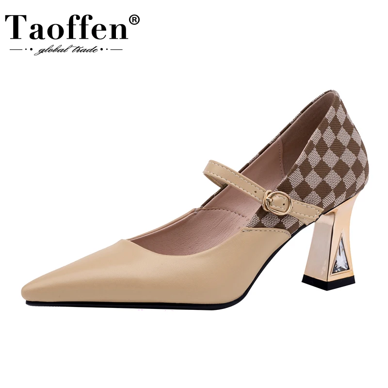 Taoffen Size 34-46 Women Pumps Pointed Toe Metal High Heels Buckle Checkered Stiletto Office Lady Elegant Mary Janes Dress Shoes
Taoffen Size 34-46 Women Pumps Pointed Toe Metal High Heels Buckle Checkered Stiletto Office Lady Elegant Mary Janes Dress Shoes