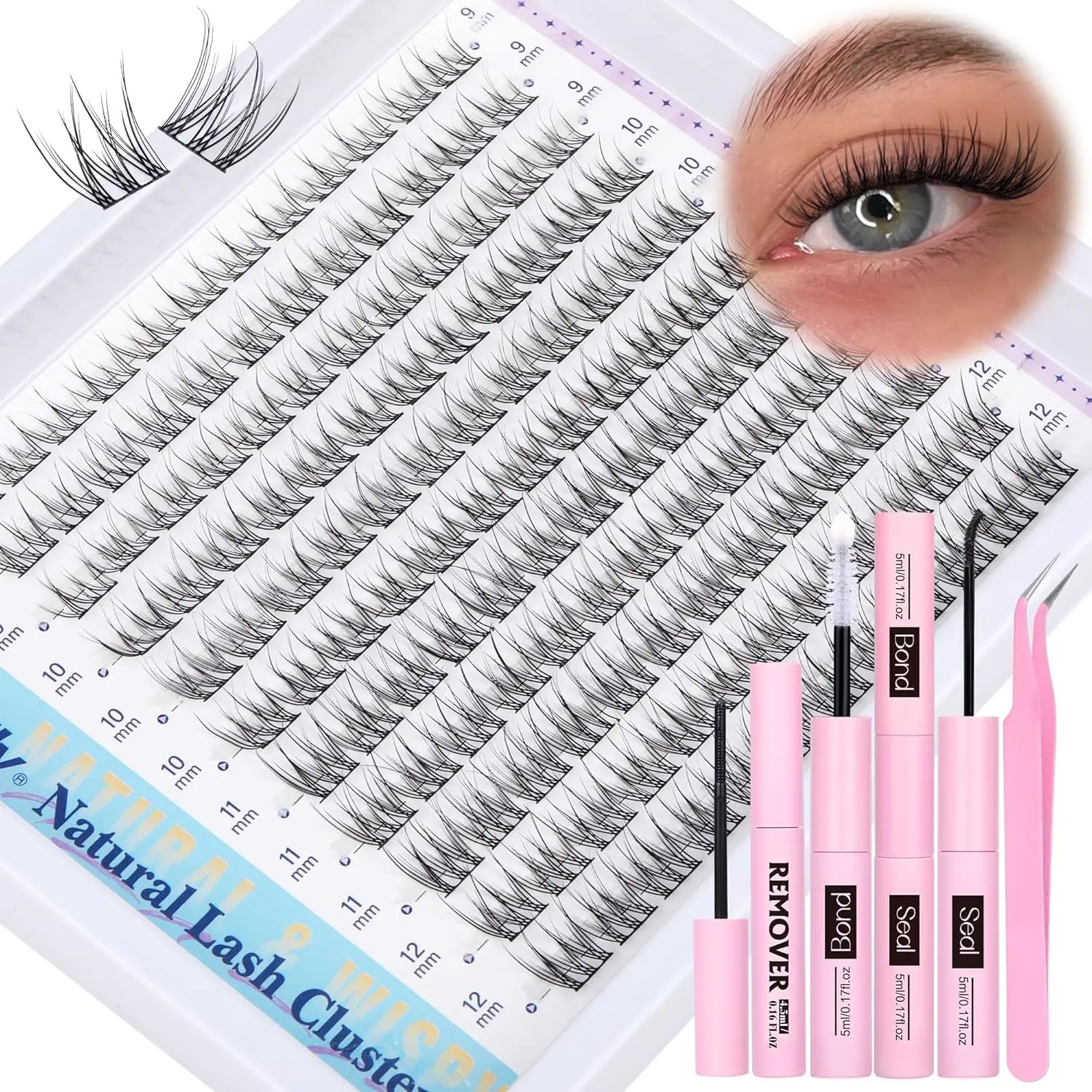 Natural Lash Clusters Kit DIY Lash Extension with Lash Remover 9-12MM C-curly Individual Lashes for Wispy Look
Natural Lash Clusters Kit DIY Lash Extension with Lash Remover 9-12MM C-curly Individual Lashes for Wispy Look