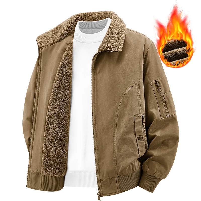 Men's Thick Jacket Outdoor Parkas Solid Color with Fleece Lining Men's Flying Jacket Windproof and Cold Proof Winter New Coat
Men's Thick Jacket Outdoor Parkas Solid Color with Fleece Lining Men's Flying Jacket Windproof and Cold Proof Winter New Coat