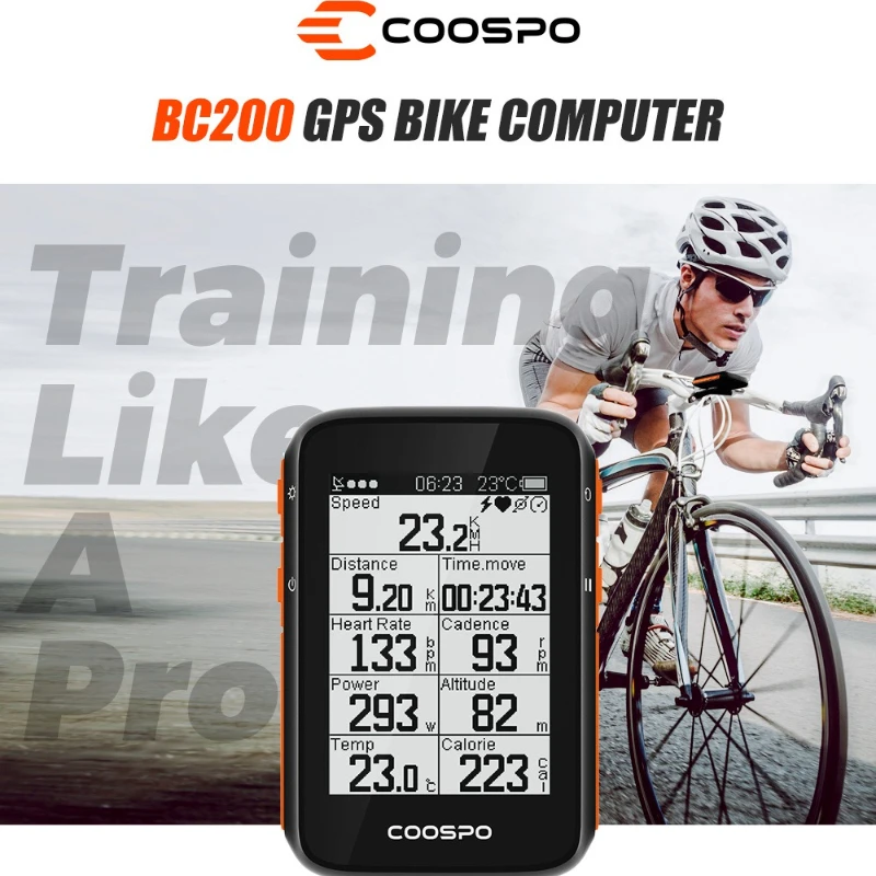 COOSPO BC200 Wireless Bicycle Computer GPS Bike Speedometer Cycling Odometer 2.6in Bluetooth5.0 ANT+ APP Sync Slope Altitude
COOSPO BC200 Wireless Bicycle Computer GPS Bike Speedometer Cycling Odometer 2.6in Bluetooth5.0 ANT+ APP Sync Slope Altitude