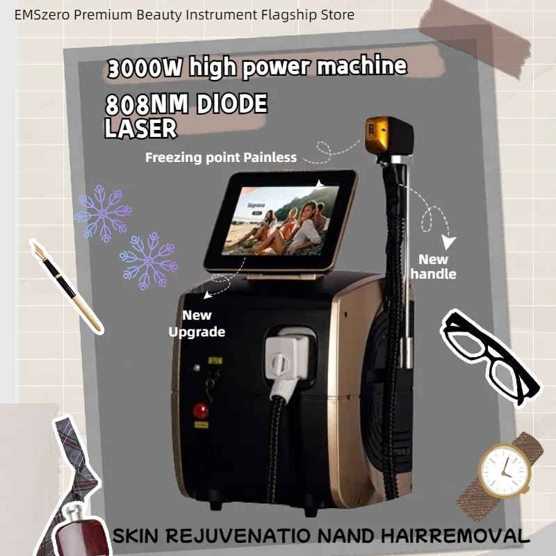 New 808 nm 3000 W diode laser hair removal system, three wavelengths, Ice Platinum technology for results
New 808 nm 3000 W diode laser hair removal system, three wavelengths, Ice Platinum technology for results