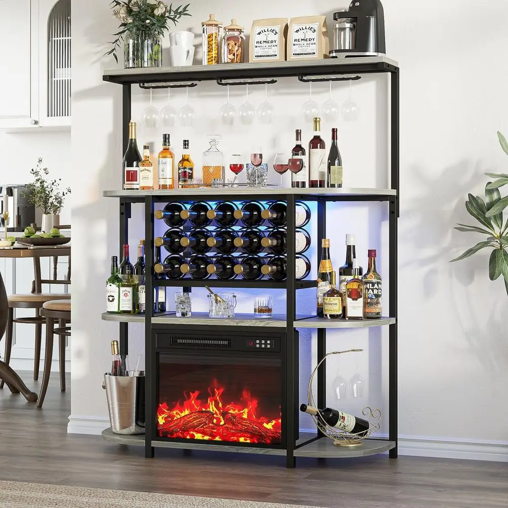 60 Gray Tall Wine Rack with Glass Holder & LED Liquor Cabinet
60 Gray Tall Wine Rack with Glass Holder & LED Liquor Cabinet