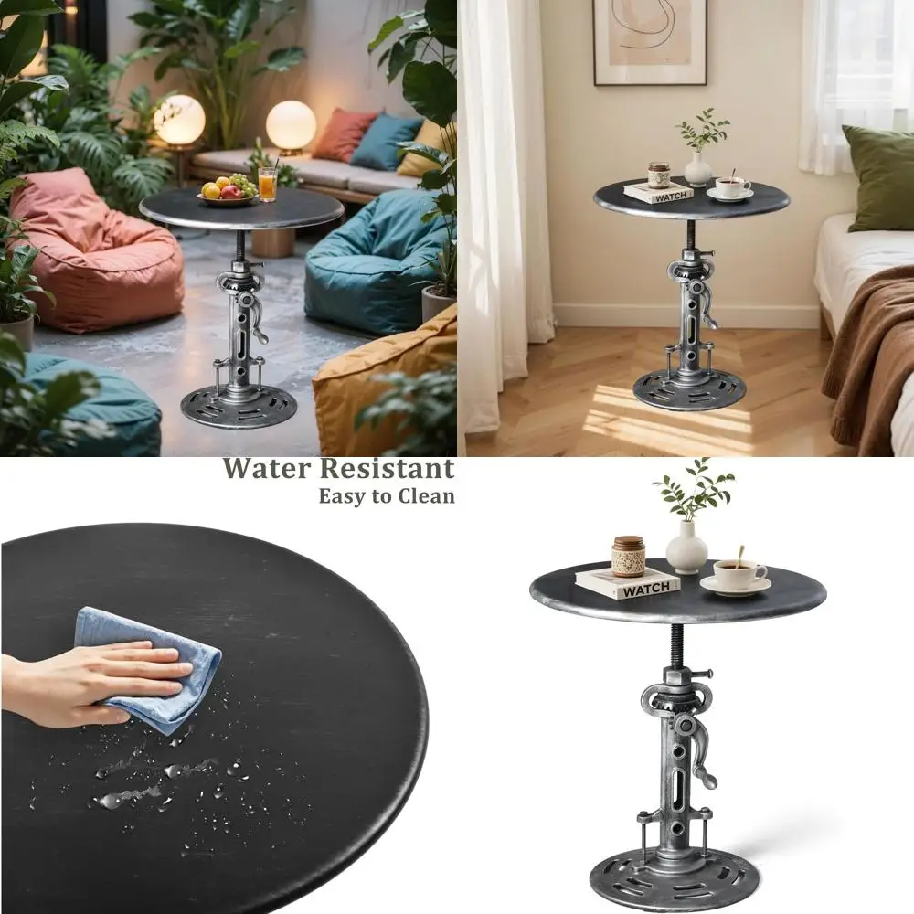 Adjustable Height Vintage Industrial Side Table, 16.9-22.8, Round Iron Top, Mechanical Hand Crank, 19.7 Diameter
Adjustable Height Vintage Industrial Side Table, 16.9-22.8, Round Iron Top, Mechanical Hand Crank, 19.7 Diameter