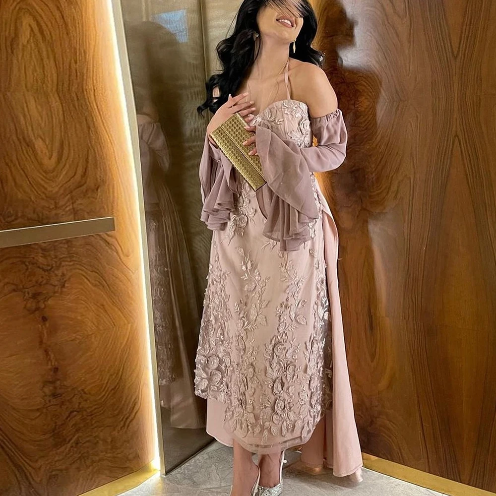 CustomizedElegant Party Dresses Woman Straight Off the Shoulder Pleats 3/4 Sleeves Tea Length Appliques Shawl Special Occasion
CustomizedElegant Party Dresses Woman Straight Off the Shoulder Pleats 3/4 Sleeves Tea Length Appliques Shawl Special Occasion
