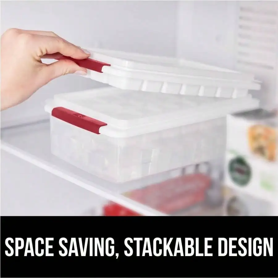 Ice Cube Tray For Freezer, Make Lots Of Ice, 56 Cubes Total, Kit Includes 2 Stackable Leakproof Trays With Lid And Soft Handle Grips, Scooper, Bin, For Coffee, Red
Ice Cube Tray For Freezer, Make Lots Of Ice, 56 Cubes Total, Kit Includes 2 Stackable Leakproof Trays With Lid And Soft Handle Grips, Scooper, Bin, For Coffee, Red