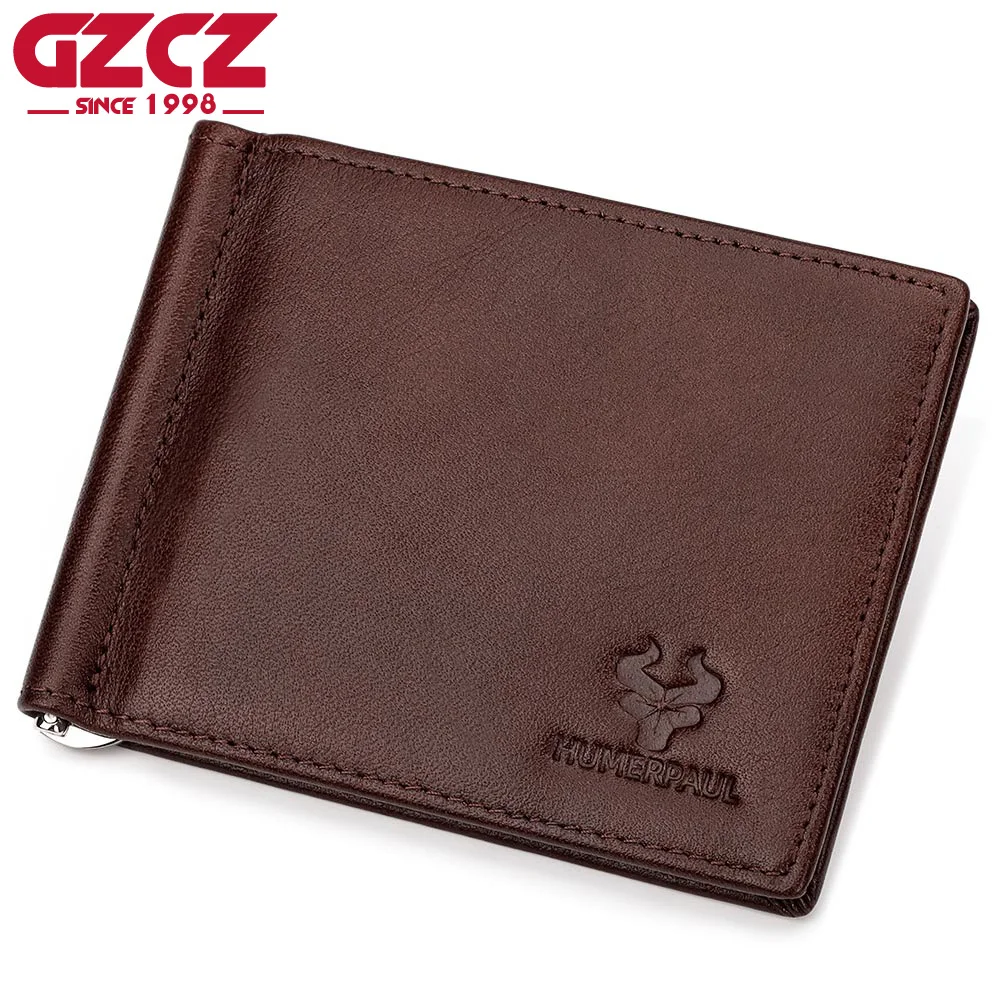 GZCZ Slim Men Women Money Clip Genuine Leather Bifold Male Purse Wallet Card Holder Purse Metal Money Clamp For Male
GZCZ Slim Men Women Money Clip Genuine Leather Bifold Male Purse Wallet Card Holder Purse Metal Money Clamp For Male