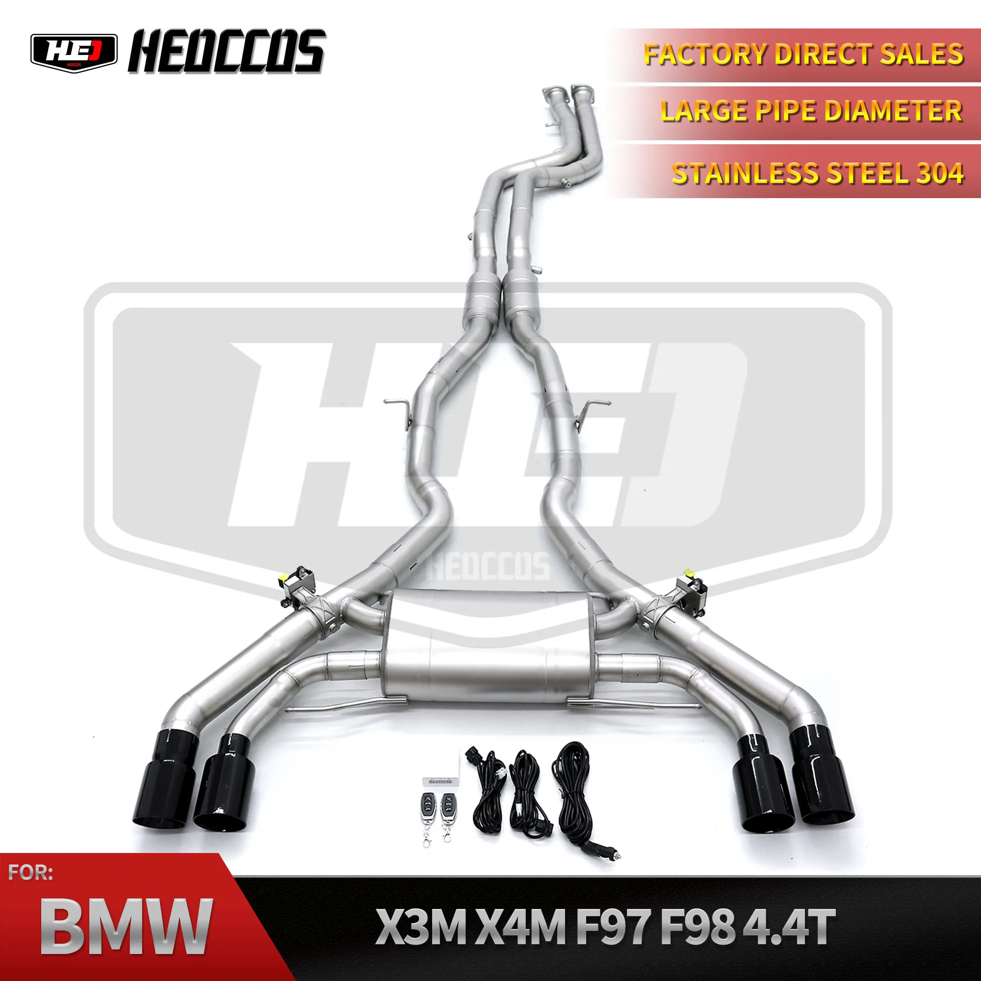 HEO Performance 304 Stainless Steel Catback System For BMW X3M X4M F97 F98 4.4T exhaust pipe Valve muffler
HEO Performance 304 Stainless Steel Catback System For BMW X3M X4M F97 F98 4.4T exhaust pipe Valve muffler
