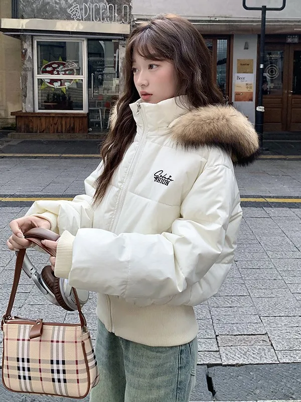 Winter Short Design Sense Fur Collar Hooded down Cotton Jacket Women Waist Inward Slimming High-End Large Fur Collar Coat
Winter Short Design Sense Fur Collar Hooded down Cotton Jacket Women Waist Inward Slimming High-End Large Fur Collar Coat