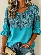 Women's Blouse Print Ombre Graphic Paisley Vintage Daily Stylish Half Sleeve Tie Neck Regular Tops Casual Daily Blue Khaki Pink
Women's Blouse Print Ombre Graphic Paisley Vintage Daily Stylish Half Sleeve Tie Neck Regular Tops Casual Daily Blue Khaki Pink