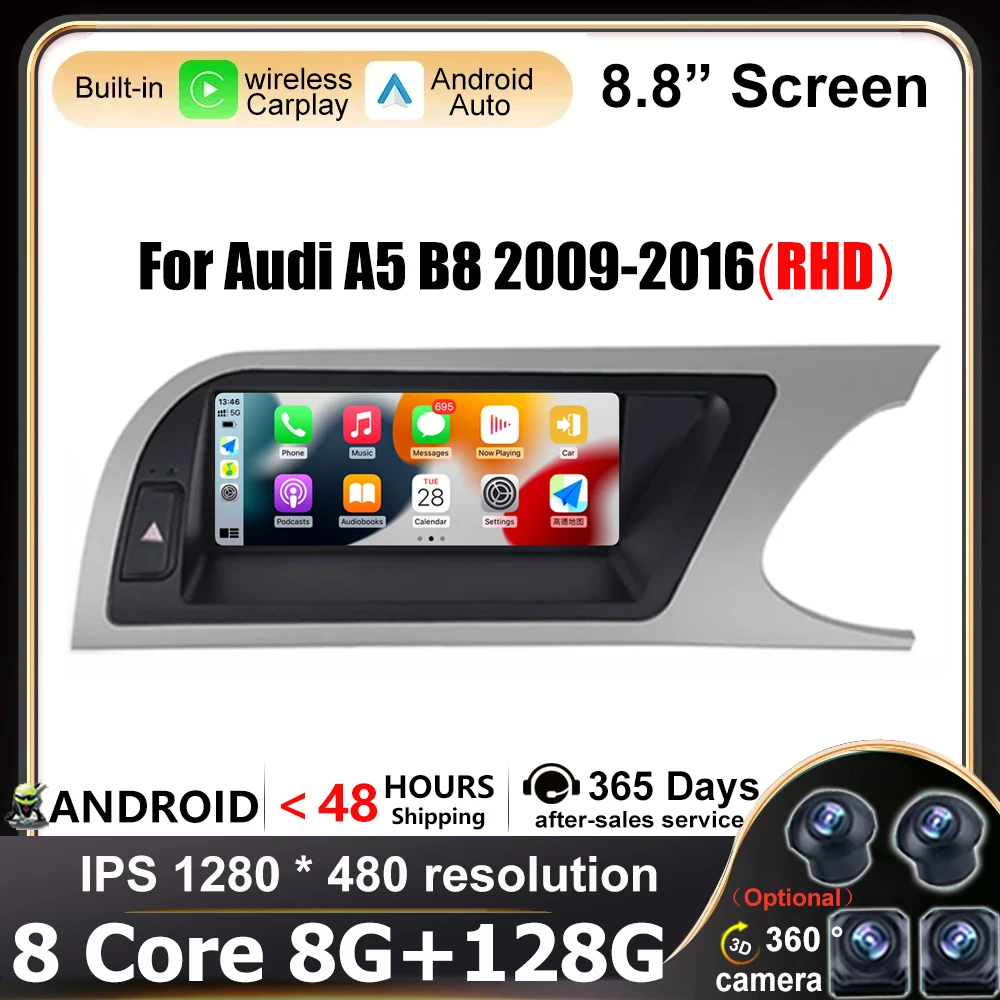 8,8 "для Audi A5 B8 2009-2016 RHD Android авто беспроводной Carplay GPS навигатор центральный мультимедийный экран автомобильные видеоплееры
8,8 "для Audi A5 B8 2009-2016 RHD Android авто беспроводной Carplay GPS навигатор центральный мультимедийный экран автомобильные видеоплееры