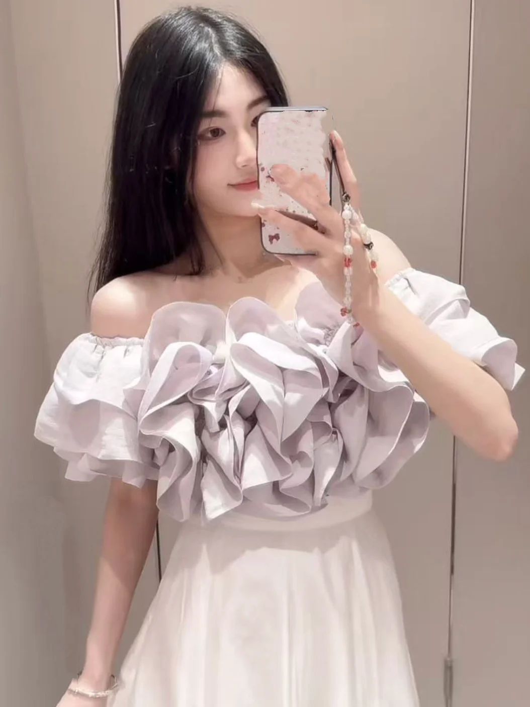 Sweet Gentle Style Pure Brand S Home Elegant Lace Trim One Shoulder Flower Bud Shirt Top 261166 Loose Fit Polyester Fiber
Sweet Gentle Style Pure Brand S Home Elegant Lace Trim One Shoulder Flower Bud Shirt Top 261166 Loose Fit Polyester Fiber