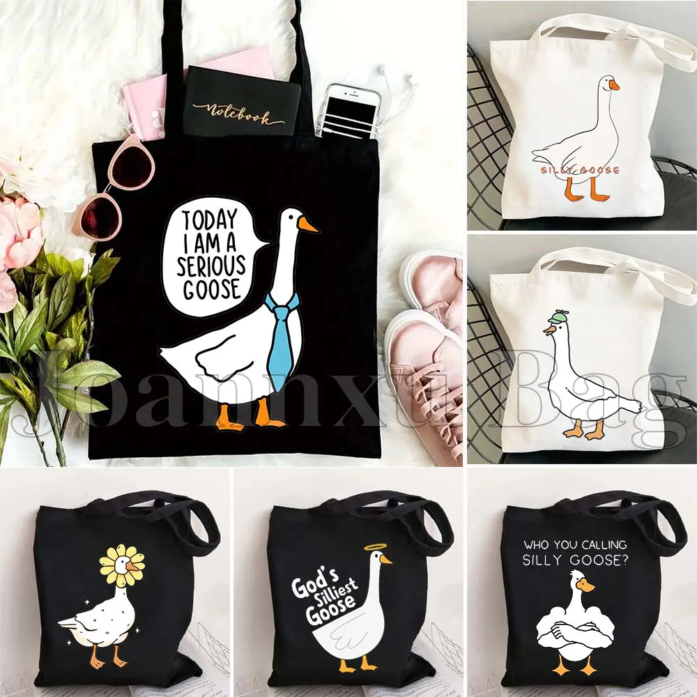 Cute Lovely Certified Silly Goose Cartoon Gifts Women Canvas Shopping Shoulder Tote Bag Harajuku Shopper Reusable Cotton Handbag
Cute Lovely Certified Silly Goose Cartoon Gifts Women Canvas Shopping Shoulder Tote Bag Harajuku Shopper Reusable Cotton Handbag