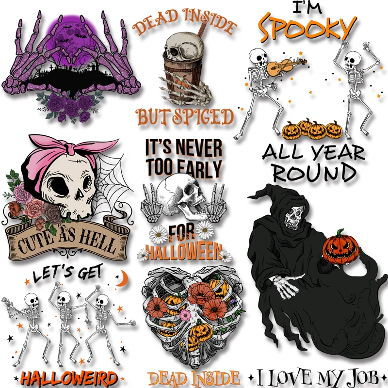 Halloween Fashion Skeleton Letter Iron On Transfer Heat Vinyl Ironing Stickers Decor Patches for Clothing DIY T-shirt Appliques 
Halloween Fashion Skeleton Letter Iron On Transfer Heat Vinyl Ironing Stickers Decor Patches for Clothing DIY T-shirt Appliques