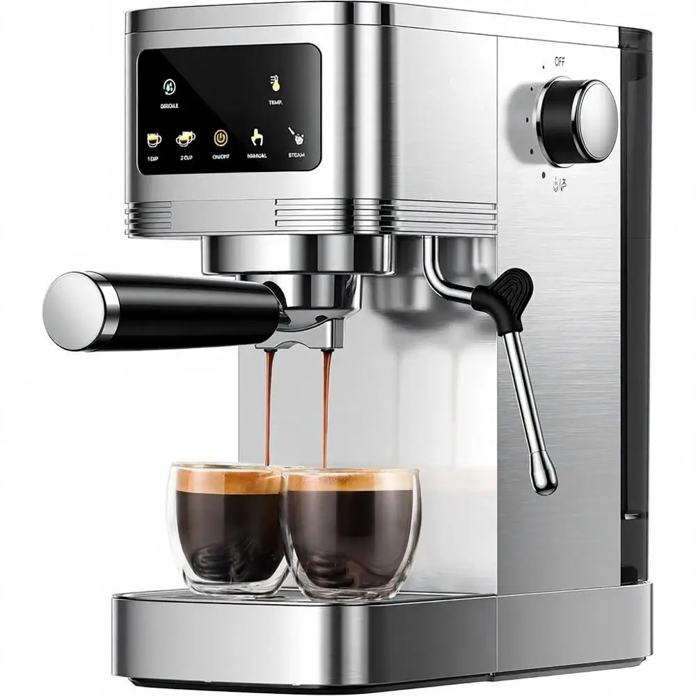 20 Bar Espresso Machine with Milk Frother and Adjustable Temperature for Cappuccino, Latte
20 Bar Espresso Machine with Milk Frother and Adjustable Temperature for Cappuccino, Latte
