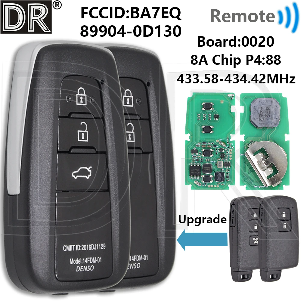 Great BA7EQ 433.58-434.42MHz 8AChip P4 88 89904-0D130 Proximity Car Remote Key For Toyota Yaris Auris 2014-2016 Hybrid Camry
Great BA7EQ 433.58-434.42MHz 8AChip P4 88 89904-0D130 Proximity Car Remote Key For Toyota Yaris Auris 2014-2016 Hybrid Camry