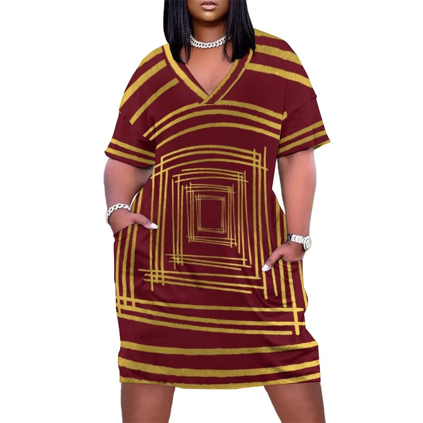 Garnet and Gold stripes Loose Pocket Dress Cocktail of dresses summer woman dress 2025
Garnet and Gold stripes Loose Pocket Dress Cocktail of dresses summer woman dress 2025