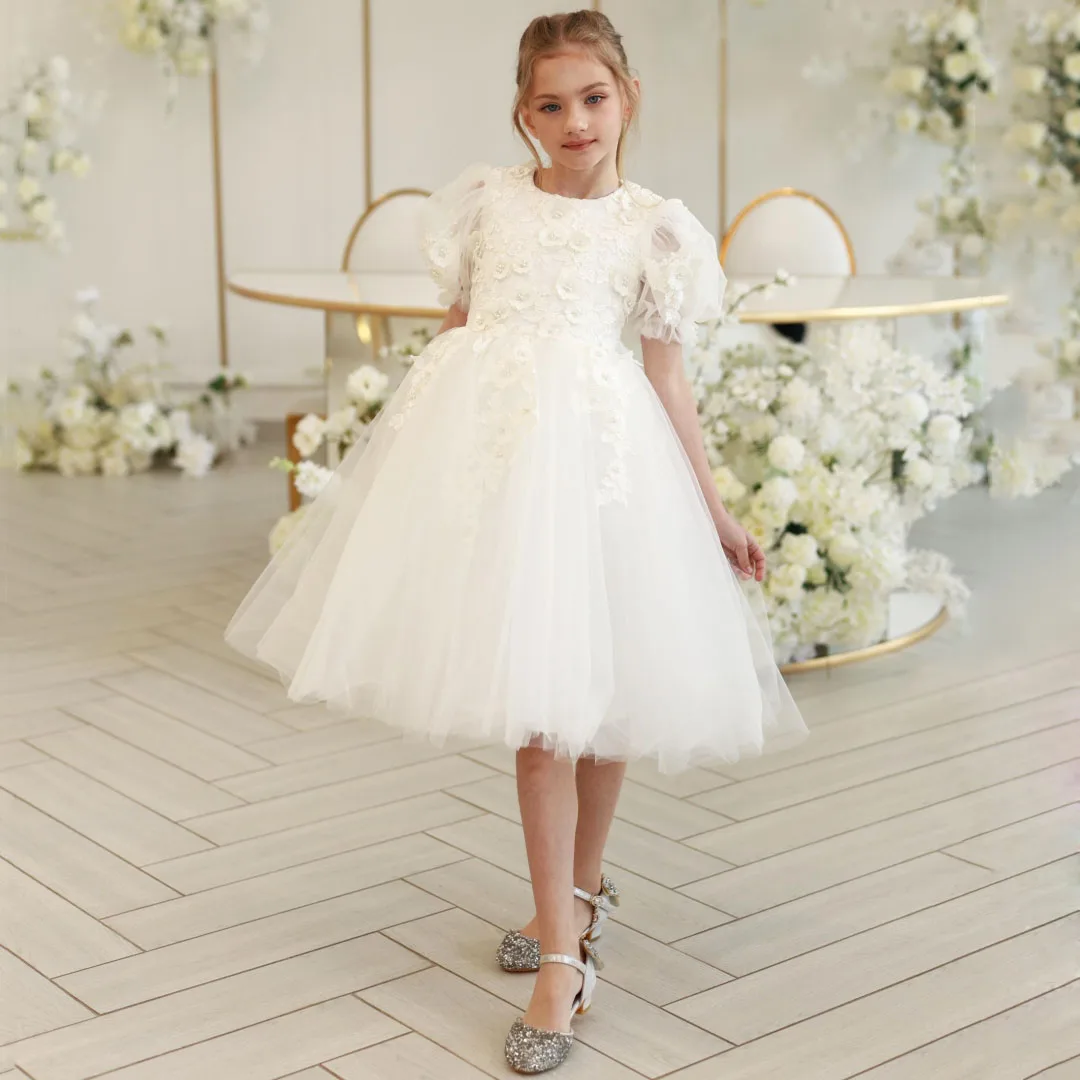 Customized Flower Girl Dresses White Tulle Ivory Flowers Short Sleeve For Wedding Birthday Banquet Party Holy Communion Gown
Customized Flower Girl Dresses White Tulle Ivory Flowers Short Sleeve For Wedding Birthday Banquet Party Holy Communion Gown