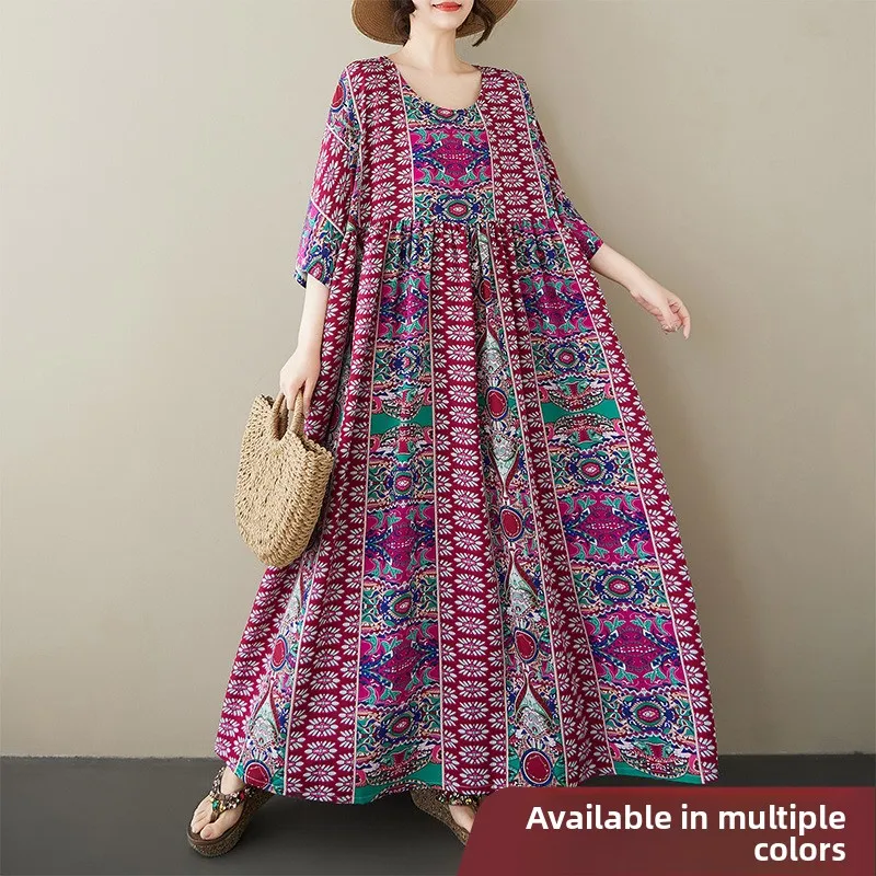 Summer New Women's Large Size Linen Cotton Dr round Ne ort Sve Casual Mid-aged Mom's Clothing Sweet Loose Fit Long ...
Summer New Women's Large Size Linen Cotton Dr round Ne ort Sve Casual Mid-aged Mom's Clothing Sweet Loose Fit Long ...