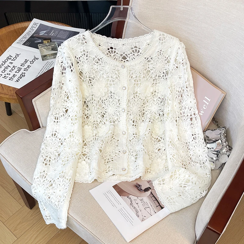 vintage Boho Hook flower hollow V-neck button lace korean fashion plus size Cover-ups Vacation Wear Beachwear Female Women
vintage Boho Hook flower hollow V-neck button lace korean fashion plus size Cover-ups Vacation Wear Beachwear Female Women