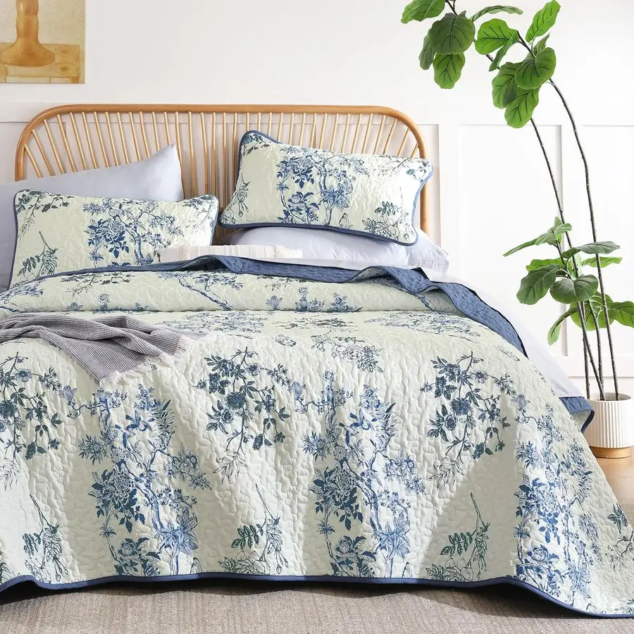 Blue Floral Quilt Set King,Botanical Leaf amp Butterfly Pattern Bedspread Coverlet Set,Soft Beautiful Farmhouse Plants Quilts Be
Blue Floral Quilt Set King,Botanical Leaf amp Butterfly Pattern Bedspread Coverlet Set,Soft Beautiful Farmhouse Plants Quilts Be
