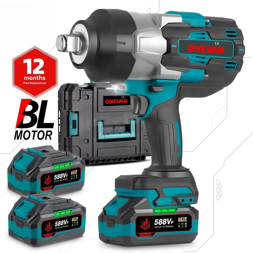 ONEVAN 1000W Electric Impact Wrench Cordless Brushless 3/4 2200 N.m Torque Power Wrench with Battery Pack
ONEVAN 1000W Electric Impact Wrench Cordless Brushless 3/4 2200 N.m Torque Power Wrench with Battery Pack