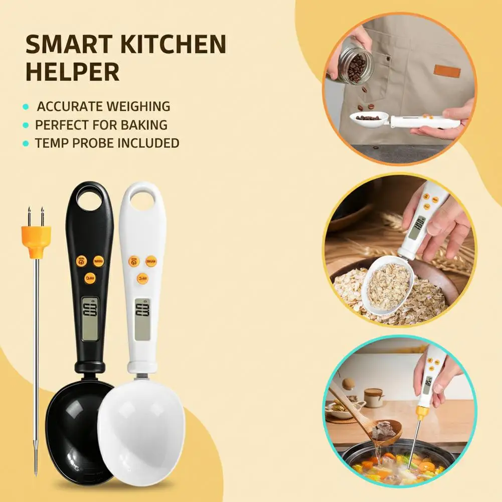 Smart 2-in-1 Digital Kitchen Scale Spoon – Accurate Food Weighing Scoop with Temperature Probe for Baking & Cooking Smart 2-in-1 Digital Kitchen Scale Spoon – Accurate Food Weighing Scoop with Temperature Probe for Baking & Cooking