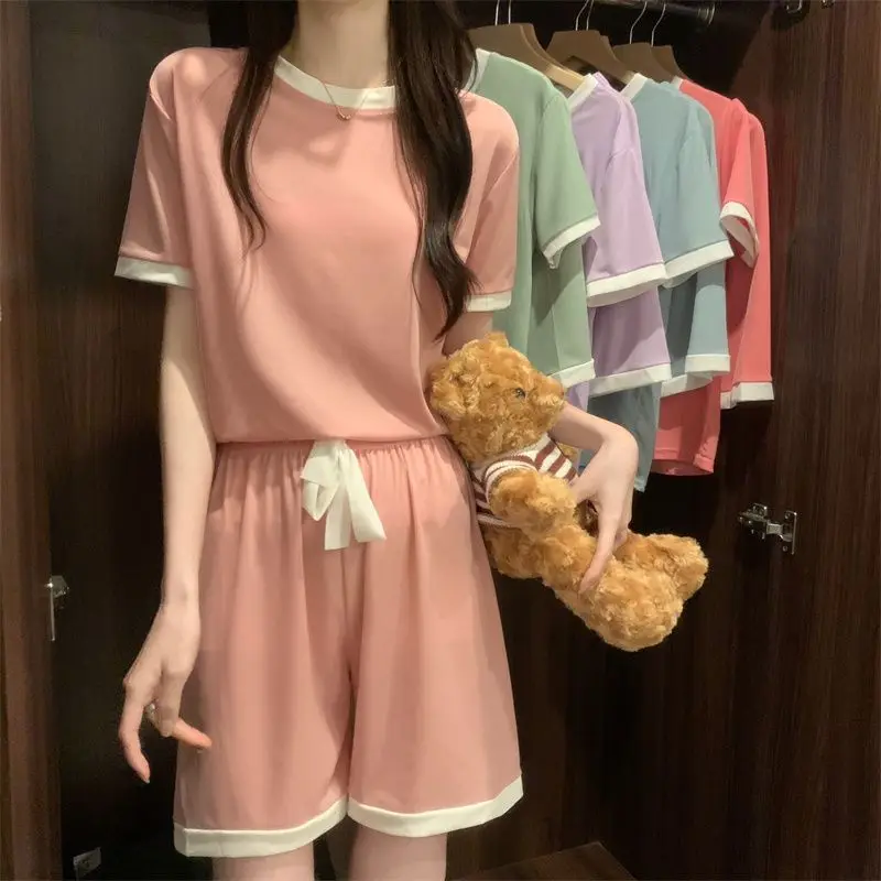 Women Summer Two Pieces Sets Pajamas Loose Ice Silk Pajamas Homewear Set O-neck Short Sleeve Thin Cool Comfortable Sleepwear 3xl
Women Summer Two Pieces Sets Pajamas Loose Ice Silk Pajamas Homewear Set O-neck Short Sleeve Thin Cool Comfortable Sleepwear 3xl