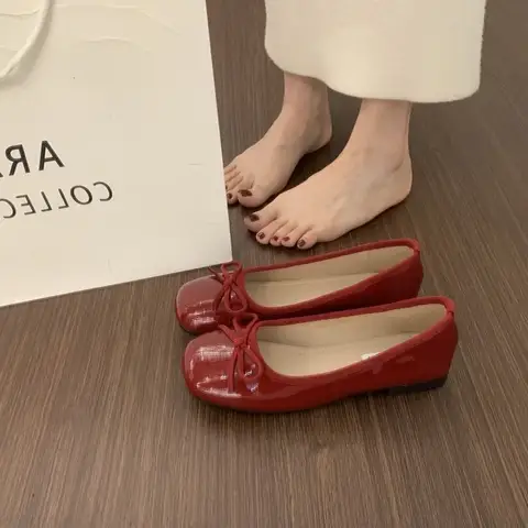 Platte bodem zachte wind avondschoenen één pedaal ondiepe mond vierkante kop niet vermoeide voeten ballet enkele schoenen dames