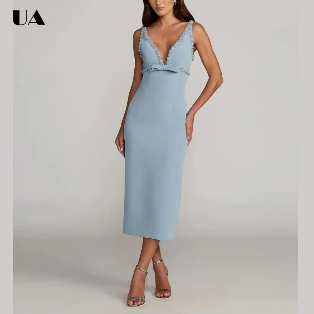 ULBYANRY Customized Sheath Bow Midi Evening Dresses for Women Exquisite Beaded V-neck Prom Dress Elegant Sleeveless Party Dress
ULBYANRY Customized Sheath Bow Midi Evening Dresses for Women Exquisite Beaded V-neck Prom Dress Elegant Sleeveless Party Dress