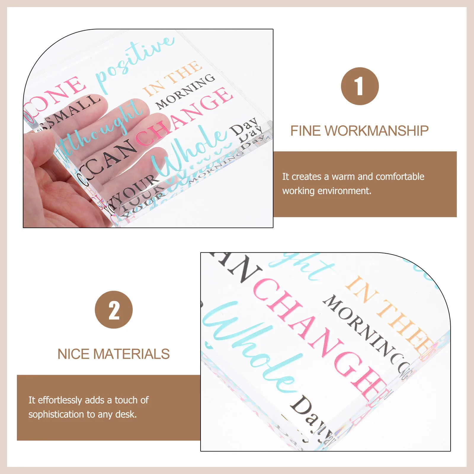 Inspirational Acrylic Sign Positive Quotes Desktop Ornament Wall Decoration Gift for Friends Family Colleagues
Inspirational Acrylic Sign Positive Quotes Desktop Ornament Wall Decoration Gift for Friends Family Colleagues