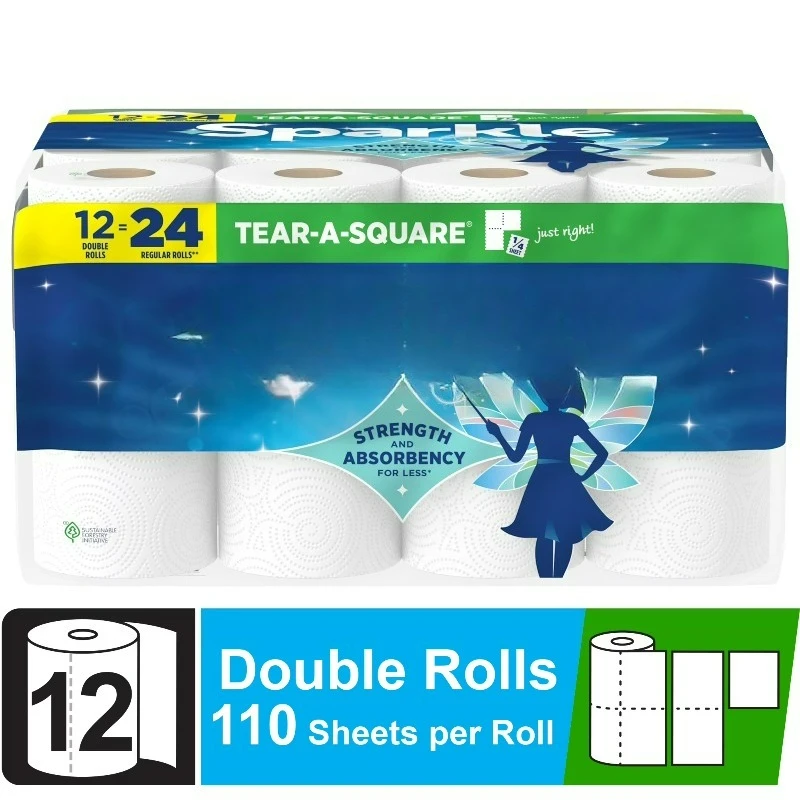 Tear-a-Square Paper Towels, 12 Double Rolls
Tear-a-Square Paper Towels, 12 Double Rolls