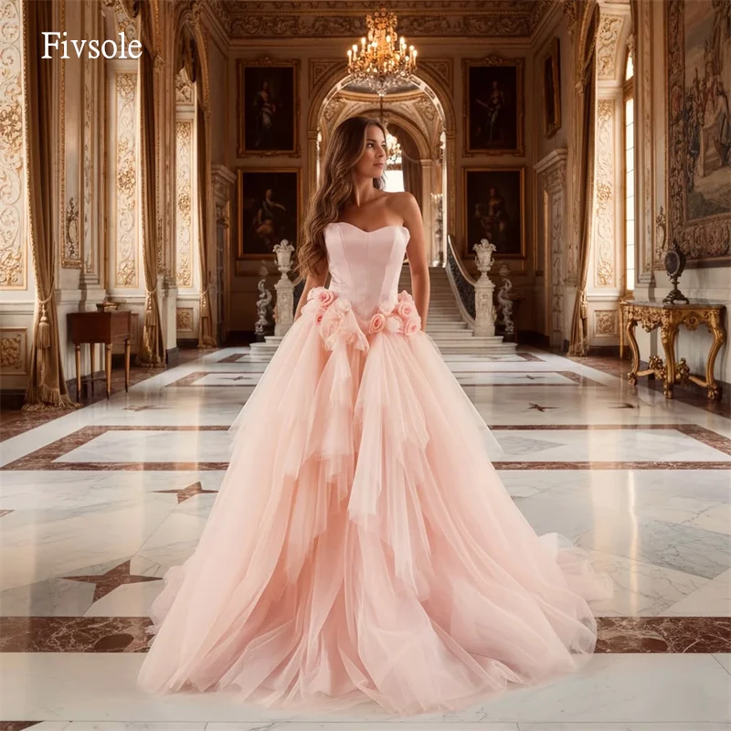 Fivsole Elegant Sweetheart Neck A Line Prom Gowns Backless 3D Flowers Party Gown Tulle Floor Length Evening Dress Customized
Fivsole Elegant Sweetheart Neck A Line Prom Gowns Backless 3D Flowers Party Gown Tulle Floor Length Evening Dress Customized